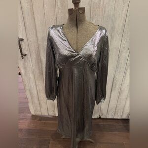 Shiny Metallic Long Sleeve Dress